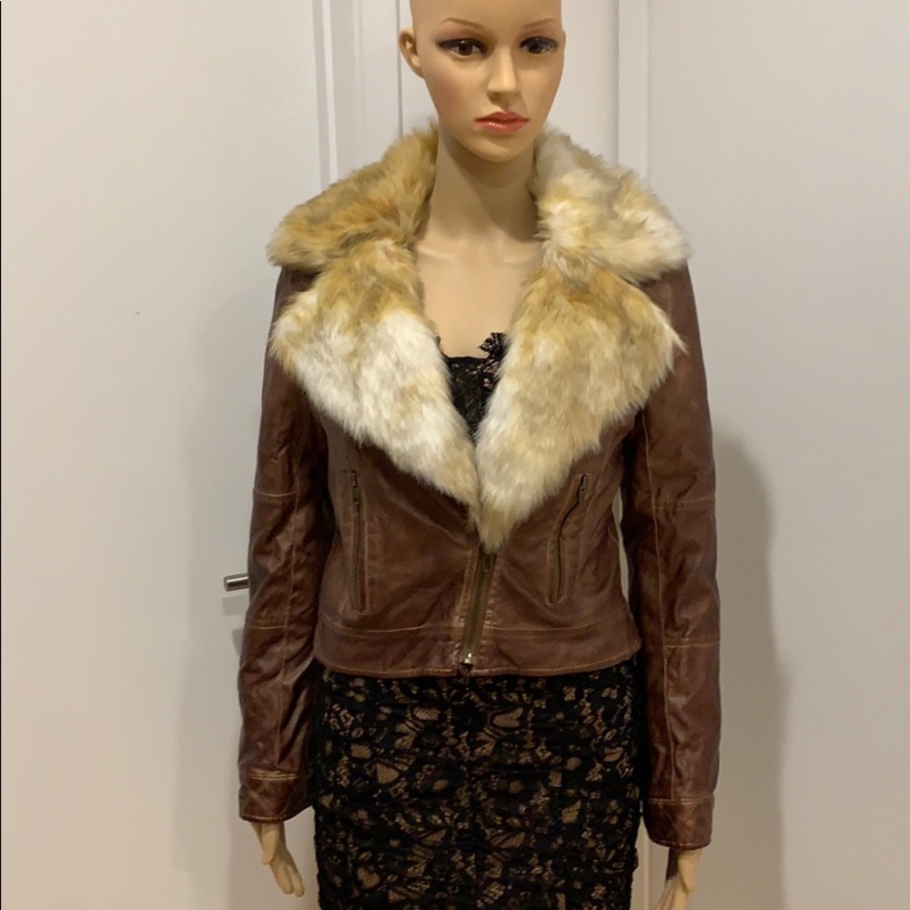 Romeo & Juliet Couture, brown vegan leather jacket